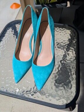 Women's Teal Suede Pointed-Toe Pumps